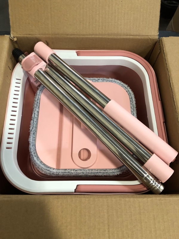 Photo 1 of KZKR Square Spin Mop and Bucket Set with Self Separation Dirty and Clean Water System,Self Wringing 360° Rotating Mops Head for Home Floors Cleaning (2.0 mop Bucket Set with 2 Pads)
