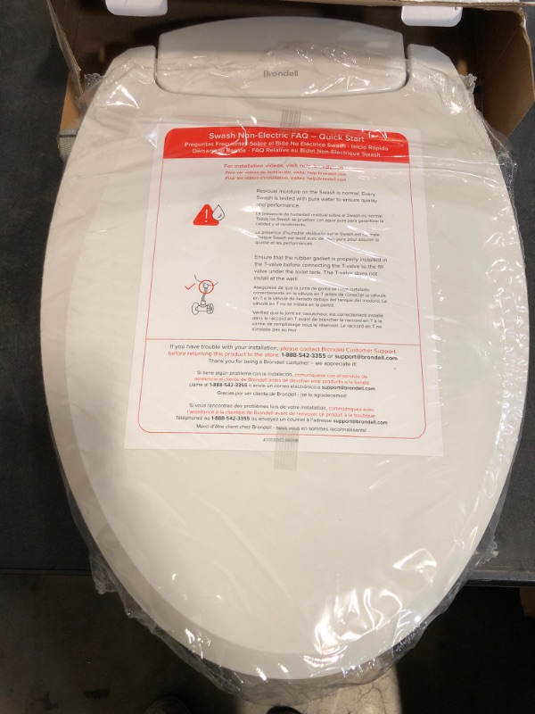 Photo 1 of Brondell Bidet Toilet Seat Non-Electric Swash Ecoseat, Fits Elongated Toilets, White - Dual Nozzle System, Ambient Water Temperature - Bidet with Easy Installation