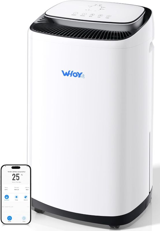 Photo 1 of 5000 Sq.Ft Dehumidifier for Basements 100 Pints, with 2.15 Gallons Water Tank with darin house and app control, Smart Compressor Quiet operation Ideal for Living room, Bathrooms, Home 50
