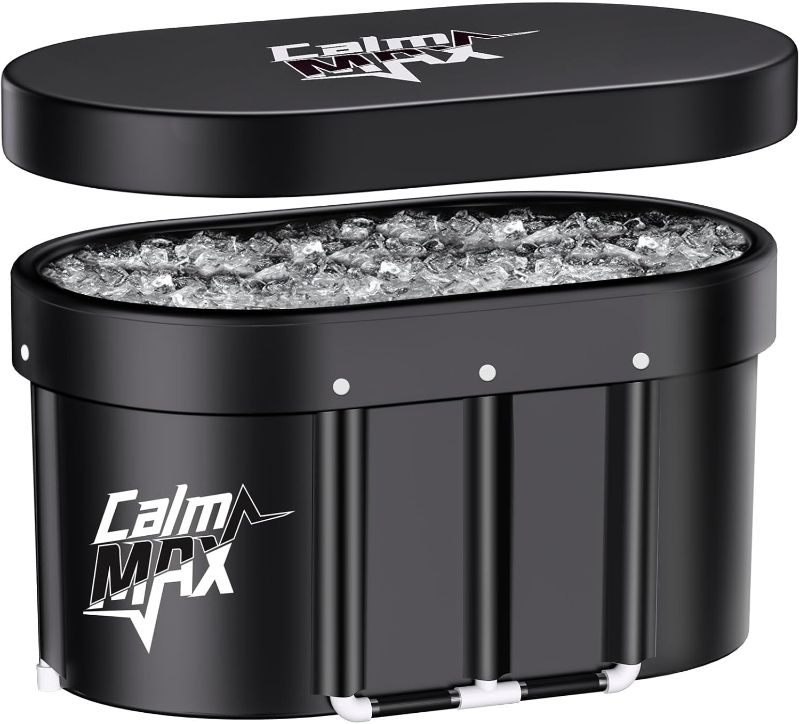 Photo 1 of CalmMax Oval Ice Bath Tub with Cover for Athletes XL Portable Cold Plunge Tub - 130 Gal Capacity for Cold Water Therapy Ice Baths at Home Outdoor Gym 41IN
