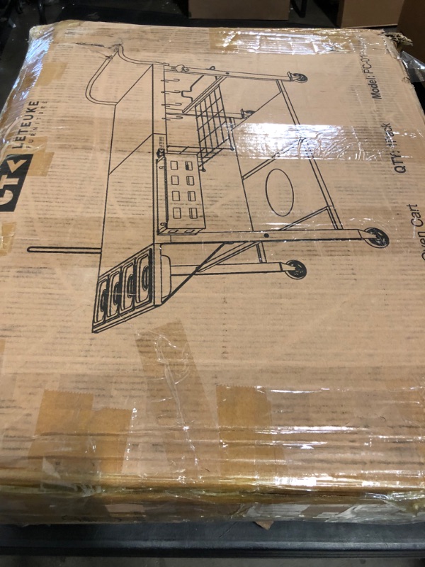 Photo 1 of Pizza Oven Table Grill Cart with Pizza Topping Station Movable Food and Prep Workcart Outdoor Grill Table Stand for Ninja Woodfire Blackstone Griddle Cuisinart etc Grill
