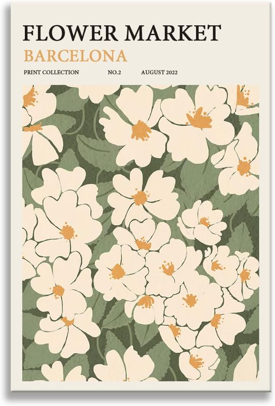 Photo 1 of Zzuyi Flower Market poster Decor Green And White Fresh Art poster Canvas poster for Living Room, Bed Room, Office Home Decoration Gift- 16X24 In Unframed

