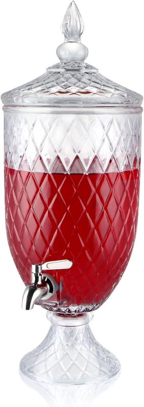 Photo 1 of MOLIGOU Glass Beverage Dispenser, 1.3 Gallon Drink Dispenser with Stainless Steel Spigot, Wide Mouth Beverage Server for Party, Bar
