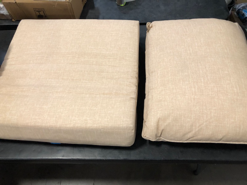Photo 1 of Honeycomb Outdoor Essentials Deep Seat, 24 x 24, Hampton Texture Neutral Chair Cushion for Patio Furniture
