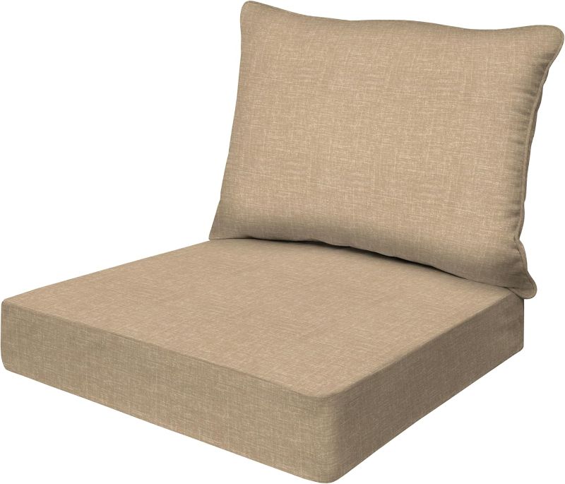 Photo 1 of Honeycomb Outdoor Essentials Deep Seat, 24 x 24, Hampton Texture Neutral Chair Cushion for Patio Furniture