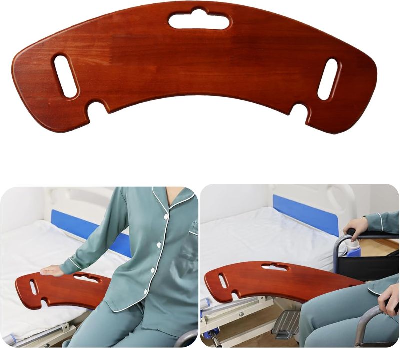 Photo 1 of Transfer Board, 31" Heavy Duty Wooden Slide Board for Patient, Elderly, Disabled, Supports 440 Pounds for Transferring to Wheelchair, Chair, Bed, Toilet, Car
