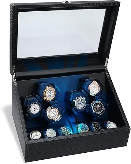 Photo 1 of Watch Winder for Automatic Watches, Automatic Watches with Watches Storages, Automatic Watch Winder with Blue Backlight and Foam Pad, 4 Rotation Modes Rotating Watch Box
