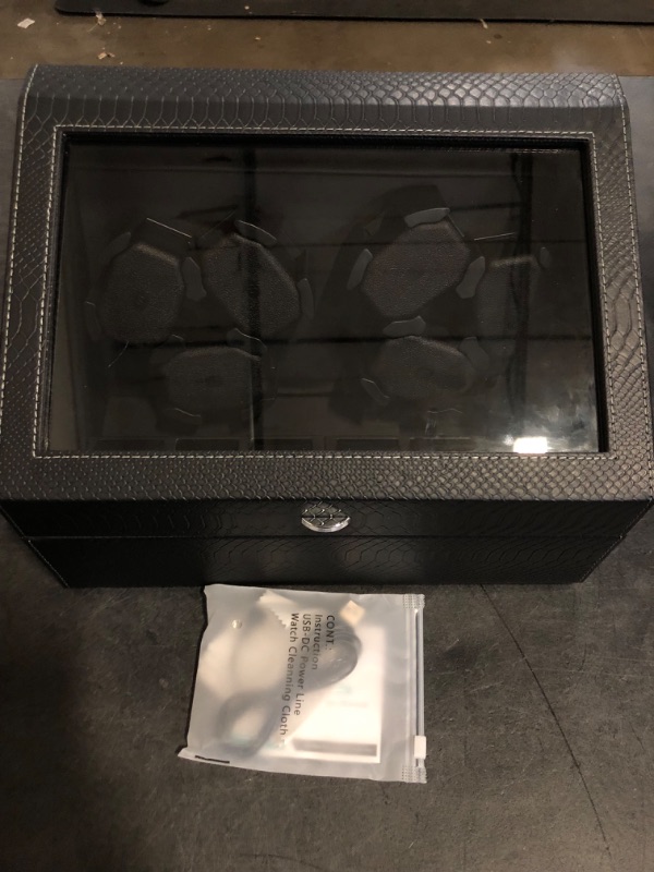 Photo 1 of Watch Winder for Automatic Watches, Automatic Watches with Watches Storages, Automatic Watch Winder with Blue Backlight and Foam Pad, 4 Rotation Modes Rotating Watch Box
