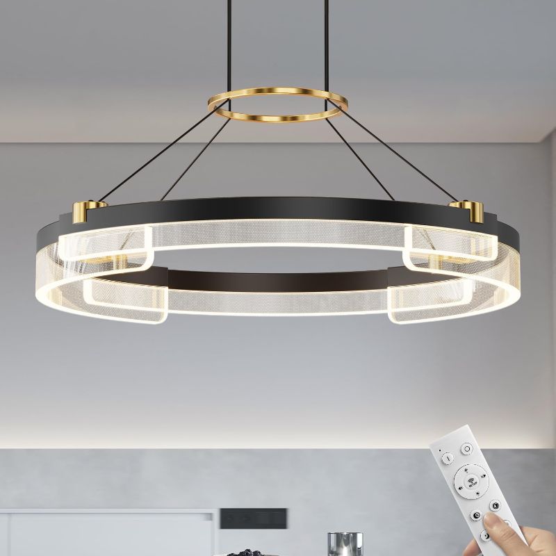 Photo 1 of Modern LED Chandelier Pendant Light Fixture 3-Color Black 23.6 in
