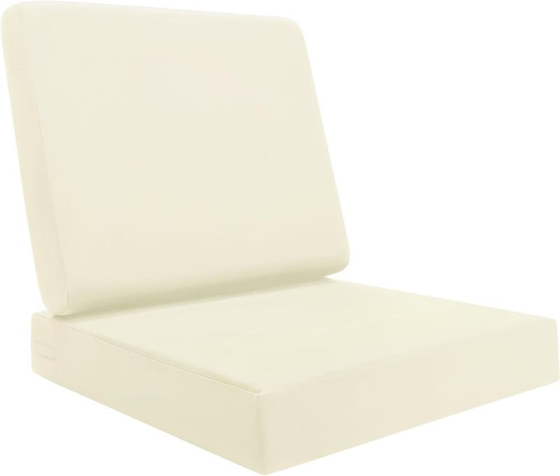 Photo 1 of Topotdor Outdoor Deep Seat Cushion Set,Waterproof Outdoor Chair Cushions and Back Cushion for Patio Furniture with Fade Resistant Removable Cover with Adjustable Straps,24"x24"x4" Beige
