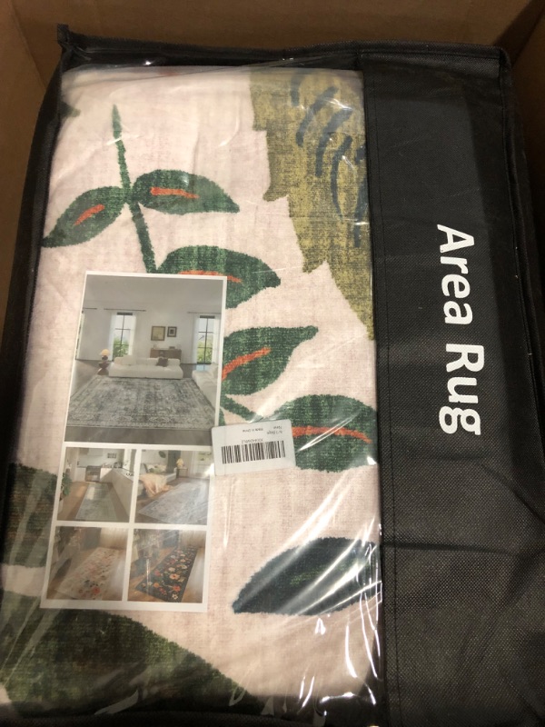 Photo 1 of Area Rugs 8x10 Rug for Living Room Clearance Washable Boho Area Rug Non Slip Floral Vintage Low Pile Large Rug for Living Room, Bedroom, Farmhouse, Dining Room, Kids Playroom(Beige)

