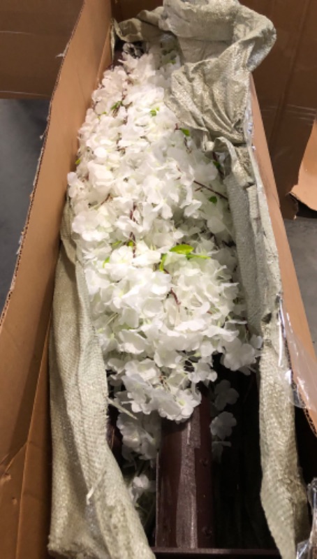 Photo 1 of Artificial Cherry Blossom Tree - Handmade White Fake Flor Artificial Decorativa Centerpieces for with Natural Wood Trunk and Lifelike Cherry Blossom for Home Office Decor (White, 5.9ft)

