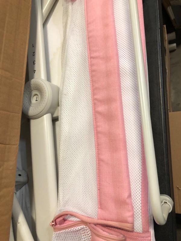Photo 1 of Bassinet Bedside Sleeper - All-Mesh Design, Portable Bedside Bassinet for Baby with Washable Mattress, 5 Adjustable Heights (Pink)