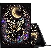 Photo 1 of FUYOCWE for iPad Air 13 Inch Case M2 (2024) for iPad Pro 12.9 Case 3rd Generation (2018),PU Leather Slim Folio Stand Cover W/Auto Sleep Wake for iPad Air 13" 6th Gen-Butterfly Flowers & Gold Moon
