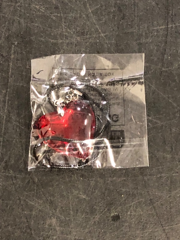 Photo 1 of SONGCHANGJEWELRY Red Heart Charm Necklace - Y2K Accessories Gifts for Women - Big Heart Glass Pendant Adjustable Leather Chain Jewelry