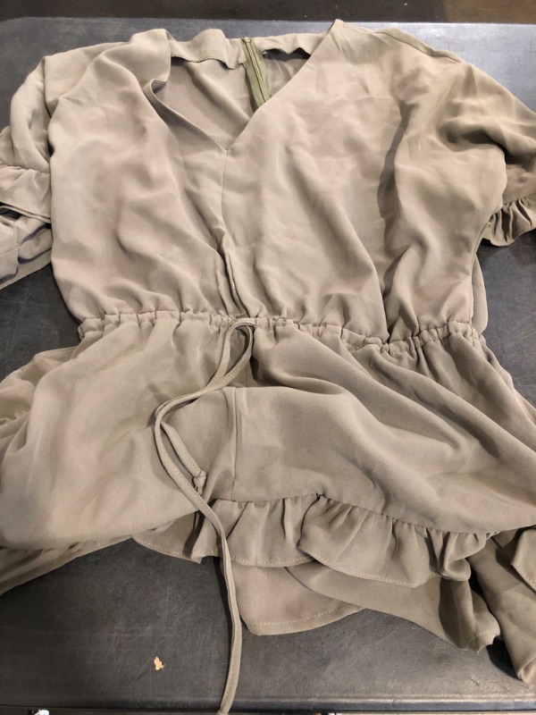 Photo 1 of 2XL - Large Valphsio Womens V Neck Beach Romper Ruffle Layered Drawstring Waisted Shorts Jumpsuit