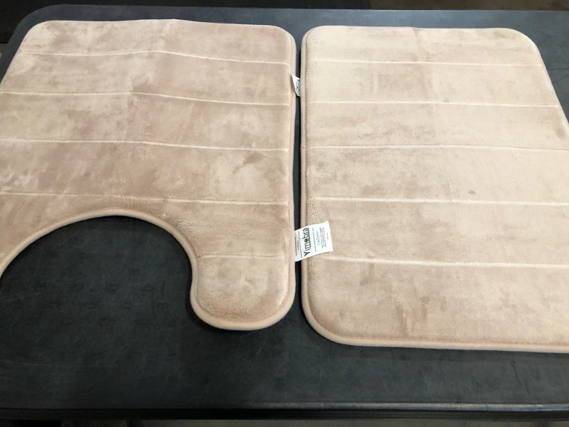 Photo 1 of *Missing Bigger One** RUN HELIX Memory Foam Bath Mat Set 3 Piece, Soft and Comfortable, Super Water Absorption, Non-Slip, Thick, Machine Wash, Easier to Dry for Bathroom Floor Rug, Beige Toilet Rug Bathroom Set