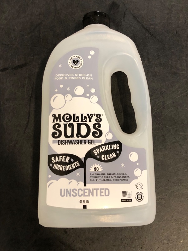Photo 1 of Molly's Suds Dishwasher Detergent Gel | Clean Dishwasher Detergent, Cuts Grease & Rinses Clean (Residue-Free) for Sparkling Dishes | 41 Fl Oz(Unscented) 