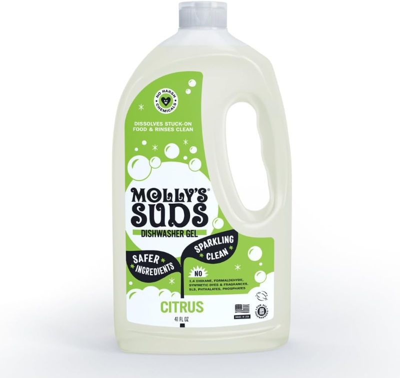 Photo 1 of Molly's Suds Dishwasher Detergent Gel | Clean Dishwasher Detergent, Cuts Grease & Rinses Clean (Residue-Free) for Sparkling Dishes | 41 Fl Oz(Unscented) 