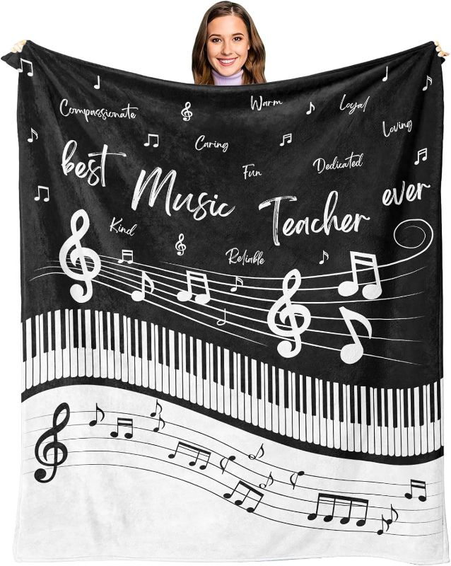 Photo 1 of Music Teacher Appreciation Gifts Blanket 60"x 50", Piano Teacher Gifts for Women Men, Best Gifts for Music Teachers, End of School Year Gifts for Piano Teachers, Thank You Music Teacher Gifts Female