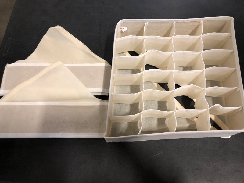 Photo 1 of Simple Houseware Sock Drawer Organizer for Dresser/Closet/Bedroom, 3 Pack, Beige