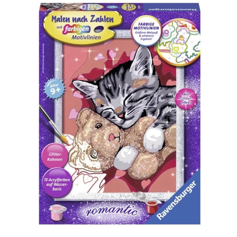 Photo 1 of *Minor Water Damage** Ravensburger- CreArt Furry Friends Paint by Number Kit Contains a Pre Painted Board, a Brush, Colors and Accessories, Creative Game for Boys and Girls 7+ Years Old