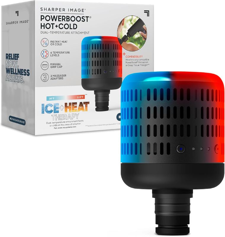 Photo 1 of Sharper Image® Powerboost Hot + Cold Dual-Temperature Attachment - Instant Heat & Cold, 6 Temperature Levels, Compatible with Powerboost Massage Guns, Black