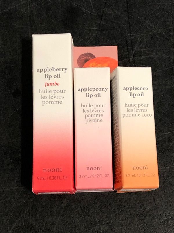 Photo 1 of NOONI Korean Hydrating Lip Oil Gift Set - Appleseed Lip Oil Trio, Tinted Lip Care, Hydrating, Lip Plumping, Long Lasting Moisture, Korean Vegan Makeup for Women, 0.12 Fl Oz x 3ea