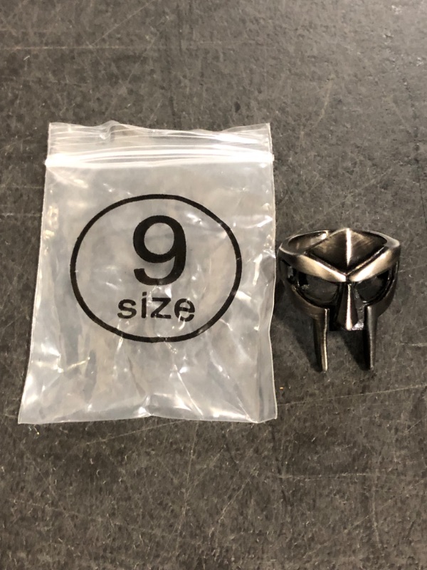 Photo 1 of Size 9 New Vintage 316L Stainless Steel MF DOOM Mask Rings For Men Women Viking Roman Warrior Mask Ring Fashion Amulet Jewelry Gifts-T29