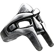 Photo 1 of Size 9 New Vintage 316L Stainless Steel MF DOOM Mask Rings For Men Women Viking Roman Warrior Mask Ring Fashion Amulet Jewelry Gifts-T29