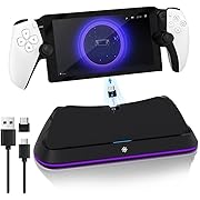 Photo 1 of Charging Stand for PlayStation Portal, Enhanced Stability Charger Dock or Station with On/Off RGB Light and Type-C Cable, Pogo Pin Adapter and 30° Comfort Angle Design for PS Portal (Black)