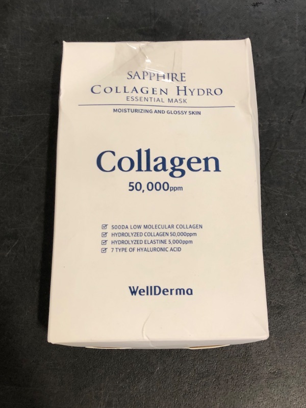 Photo 1 of WELLDERMA Sapphire Collagen Hydro Essential Mask, 10 Sheets – Moisturizing & Soothing Sheet Mask with Collagen & Ceramide, 1.01 fl.oz (30mL) x 10ea
