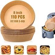 Photo 1 of Air Fryer Paper Liners, 110 PCS Non stick Oil Resistant Air Fryer Parchment, 8 Inch Disposable Food Grade Free Of Bleach Round Parchment Baking Paper