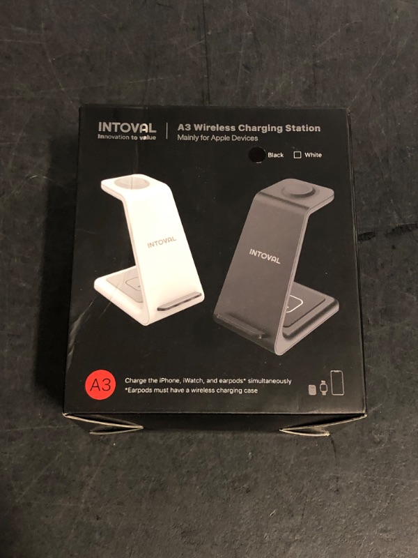 Photo 1 of Intoval Wireless Charging Station, 3 in 1 Charger for Apple iPhone/iWatch/Airpods,iPhone16 15,14,13,12,11 (Pro,Pro Max)/XS/XR/XS,iWatch10 9/8/Ultra2/1/7/6/SE/5/4/3/2,Airpods Pro2/Pro1/3 (A3,Black)