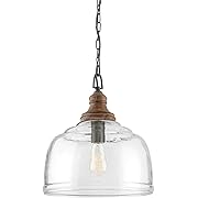 Photo 1 of Semi New Capital Lighting 330318YG Julian Coastal Style Clear Organic Rippled Glass Dome Pendant, 1-Light 100 Watt, 16" H x 14" W, Grey Wash/Iron Silk