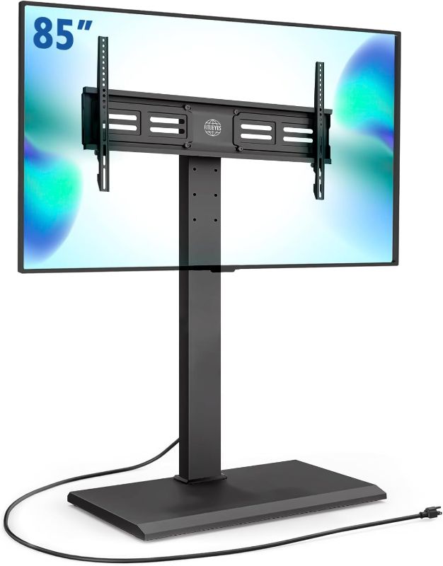 Photo 1 of FITUEYES Iron Base Floor TV Stand with Power Strip, Tall TV Stand with Swivel Mount for 50-85 Inch Plasma Flat Panel or Curved Screen TVs Height Adjustable Wire Management MAX VESA 800x400 mm