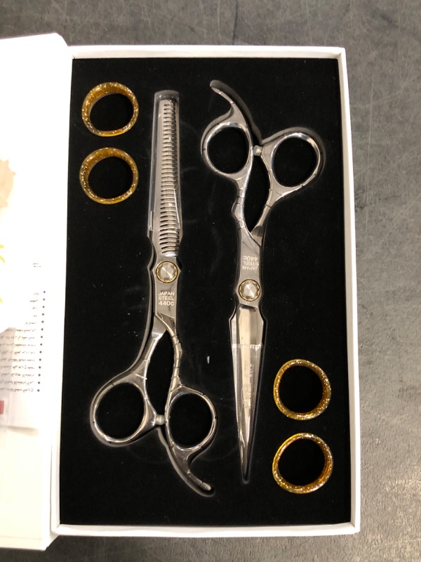 Photo 1 of Nixcer Professional Hairdressing Scissors - 6.75" Precision Hair Cutting Scissors C440 Japanese Steel, Featuring Long-lasting Sharpness and an Exquisite Design (Hair Cutting + Thinning)