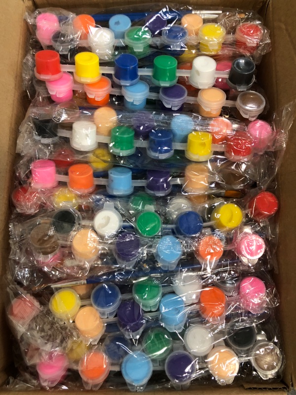 Photo 1 of Timgle 560 Pcs Mini Acrylic Paint Set for Kids 40 Set 12 Colors Washable Paint Strips Bulk 40 Flat Painting Brushes 40 Pointed Brushes Graduation Gift for Adult Student Classroom Birthday Party(3ML)