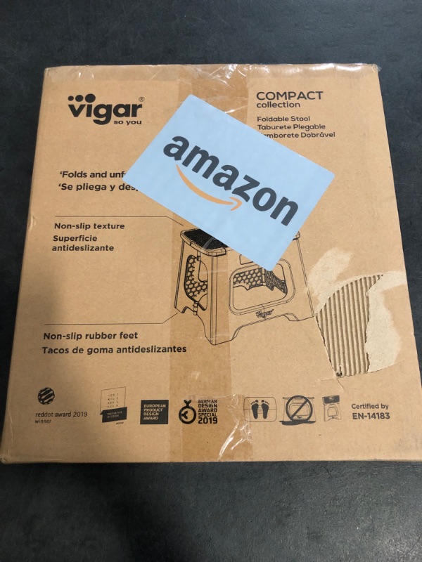 Photo 1 of Vigar Compact Step Stool Foldable, 10-1/2-inch Step Stools for Adults up to 330 Pound, Lightweight Stool, Non-Slip Folding Step Stool, Black