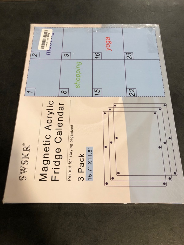 Photo 1 of Magnetic Acrylic Calendar for Fridge,3 Pack 12"x16" Clear Fridge Calendar Dry Erase Magnetic Planning Boards Set Includes 6 Colorful Highlight Markers,Magnetic Pen Holder and Erase Towel