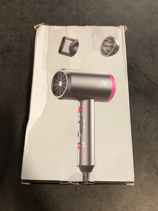 Photo 1 of ANNE BETTY Ionic Hair Dryer with Diffuser, Powerful 1800W Blow Dryer for Women & Men, Fast-Drying Hair Dryer with Nozzle for Home, Salon, Travel