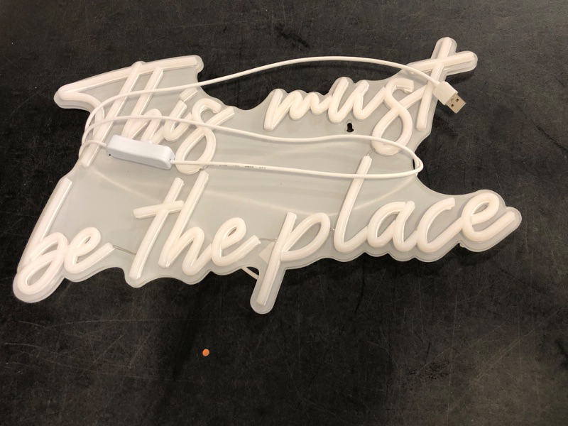 Photo 1 of Kavaas This Must Be the Place Neon Signs 16.5" x 10.3", Pink LED Light Up Signs for Wall Decor | This Must Be The Place Sign for Bedroom, Bar, Cafe, Office, Man Cave