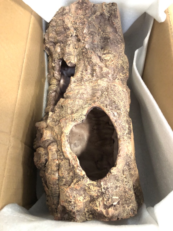 Photo 1 of Reptile Terrarium Hideout Decor, Resin Wood Hide Decor for Reptiles, Fish, Amphibians, Small Animals (Large)
