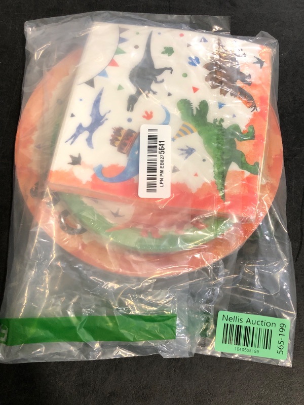 Photo 1 of Watercolor Dinosaur Party Plates and Napkins - Dinosaur Party Supplies Bundles for Boys Kids Birthday Disposable Dinner Dessert Cake Luncheon Plates Napkins Tableware Set Serves 16 Guests 48 Pieces