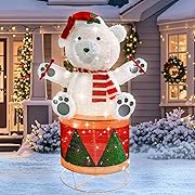 Photo 1 of MUMTOP Christmas Decorations Outdoor Yard, Drumming Polar Bear Outdoor Lighted Holiday Displays, Collapsible Tinsel Pre-lit Light UP Christmas Decoration for Indoor, Outdoor, Party, Home Decor Gift