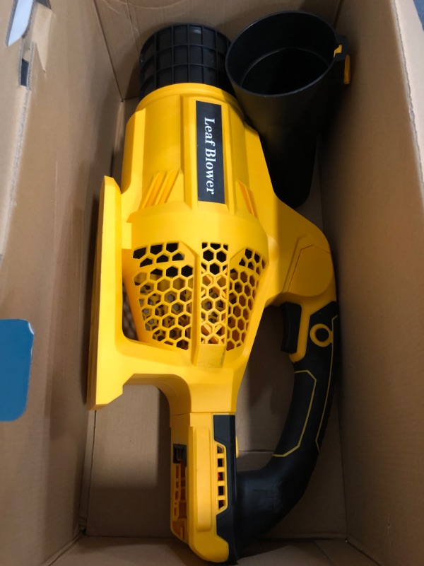 Photo 1 of Missing Both Batteries ** Leaf Blower Cordless with 2x21V Battery and Charger, 500CFM/130MPH Electric Leaf Blower, 6 Speed Modes, 3.0Ah Battery Powered Lightweight Leaf Blowers for Lawn Care, Yard, Patio,YELLOW