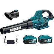 Photo 1 of Missing Both Batteries ** Leaf Blower Cordless with 2x21V Battery and Charger, 500CFM/130MPH Electric Leaf Blower, 6 Speed Modes, 3.0Ah Battery Powered Lightweight Leaf Blowers for Lawn Care, Yard, Patio,YELLOW