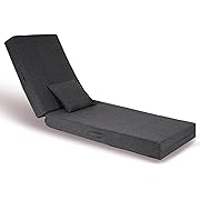 Photo 1 of Outdoor Water-Resistant Olefin Chaise Lounge Cushions with Pillow, Weather and Fade Resistant Patio Furniture Lounge Chair Pads Ideal for Patio, Lawn, Garden, Dark Gray, 80" L x 26" W x 5" T