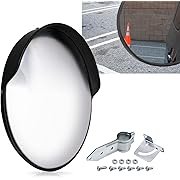 Photo 1 of 18 Inch Convex Mirror Outdoor with Adjustable Wall Fixing Bracket,Blindspot Traffic Mirror for Driveway Garage Park Outdoor Wide Angle View Curved Security Blind Spot Mirrors
