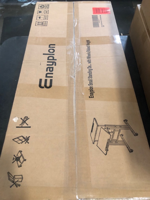 Photo 1 of Small Standing Desk with Wheels, Tall Mobile Stand Up Table, Portable Standing Desk for Walking Pad, Rolling Table Adjustable Height, Rolling Computer Table for Tall Person